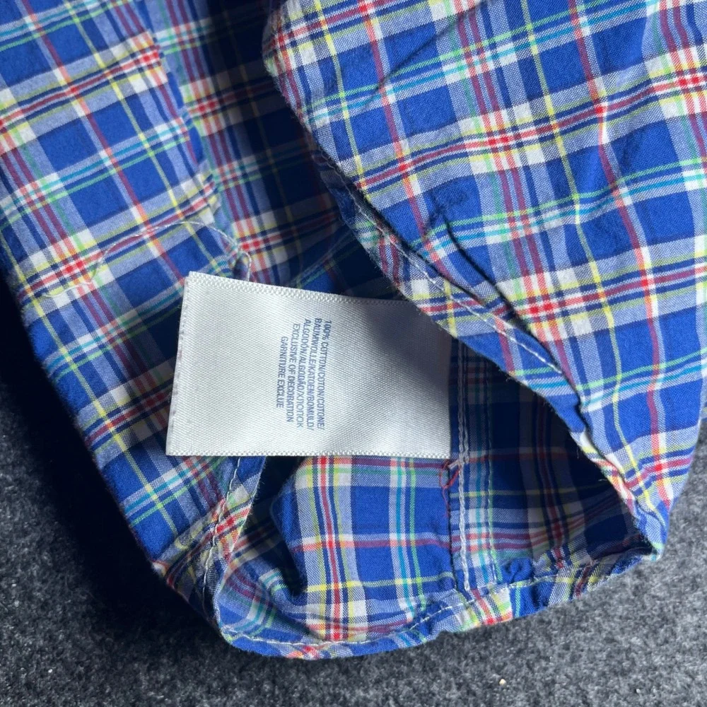 Ralph Lauren Button Down Kids XL 18-20 Blue Plaid‎ Long Sleeve Shirt